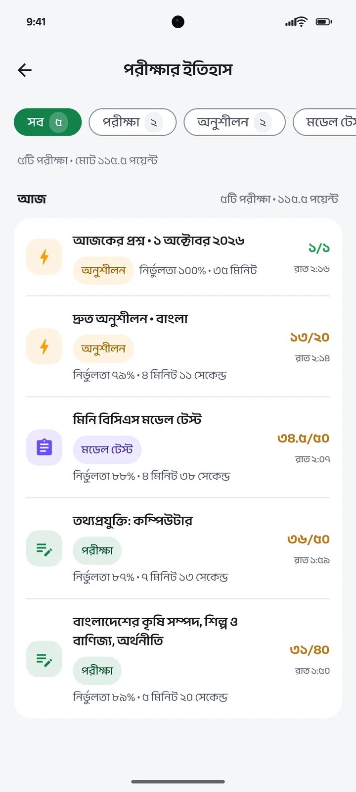 পরীক্ষার ইতিহাস
