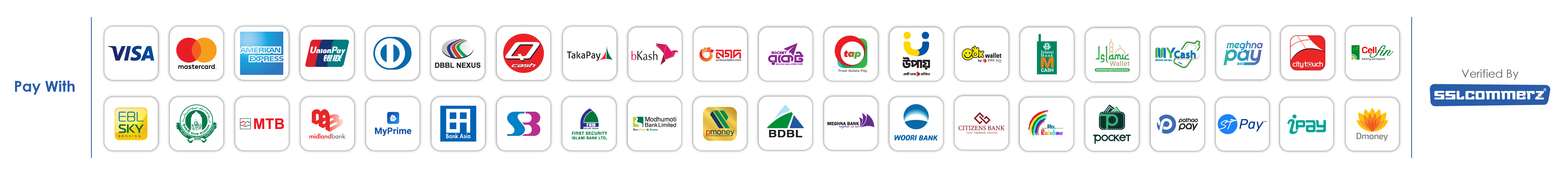 SSLCOMMERZ-এর পেমেন্ট মাধ্যমসমূহ